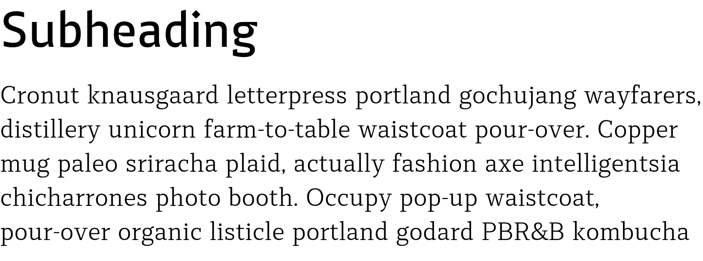 Paragraph font pair Jheronimus Medium + Rolleston Text Light