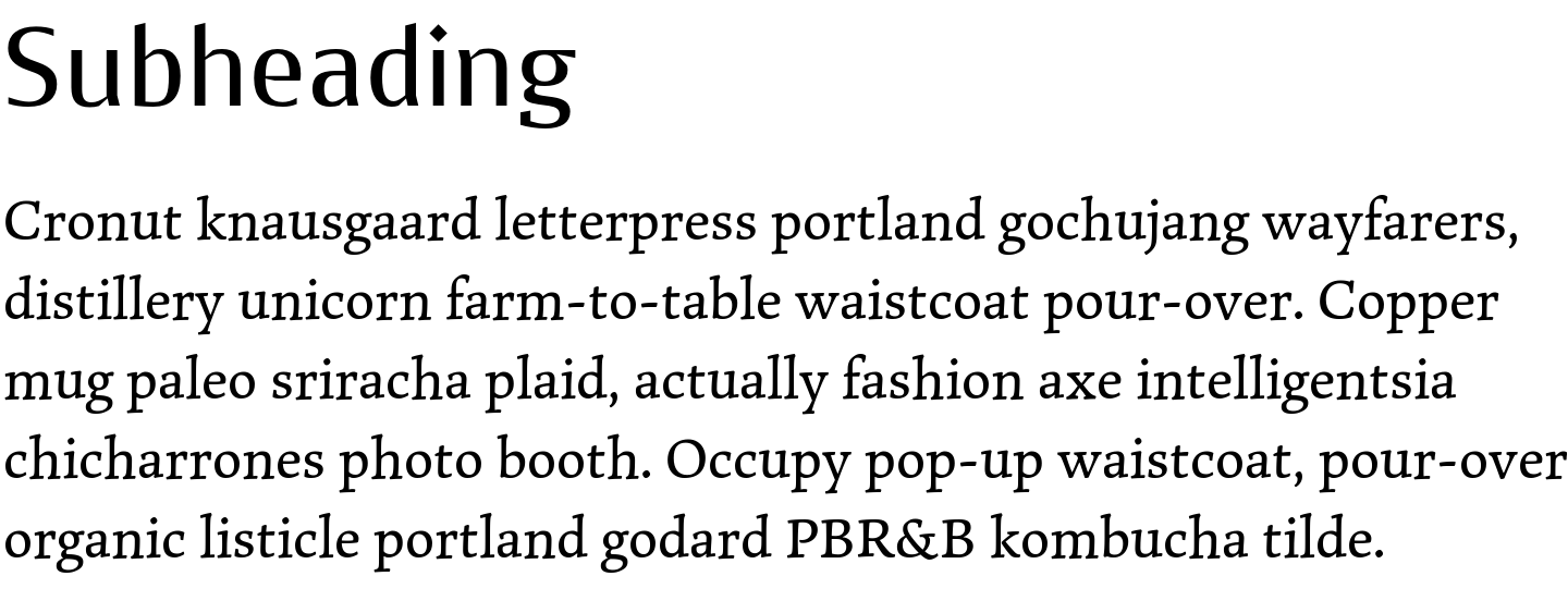 Paragraph font pair Jheronimus Contrast Medium + Marco CYR Regular