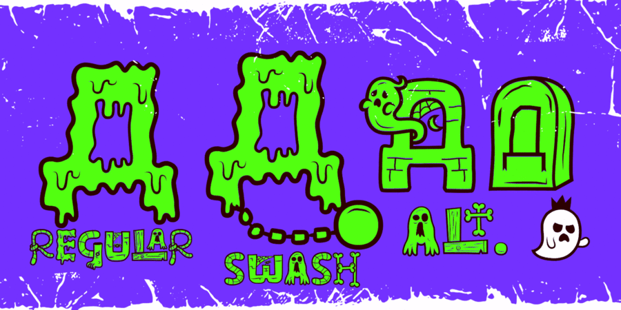3 of 6 font specimen Ghostly Forest Cyrillic