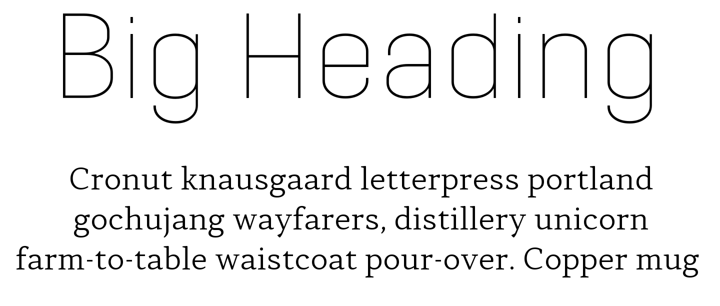 Contrast font pair Opinion Pro Thin + Skema Pro Text Light