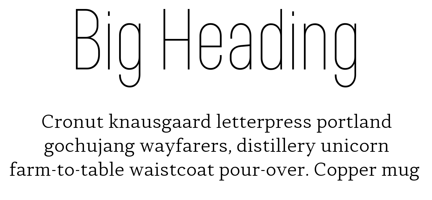 Contrast font pair Opinion Pro Extra Condensed Thin + Skema Pro Text Light