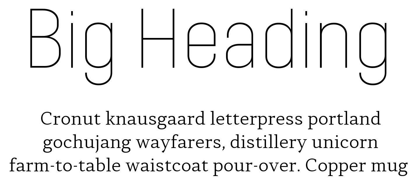 Contrast font pair Opinion Pro Condensed Thin + Skema Pro Text Light